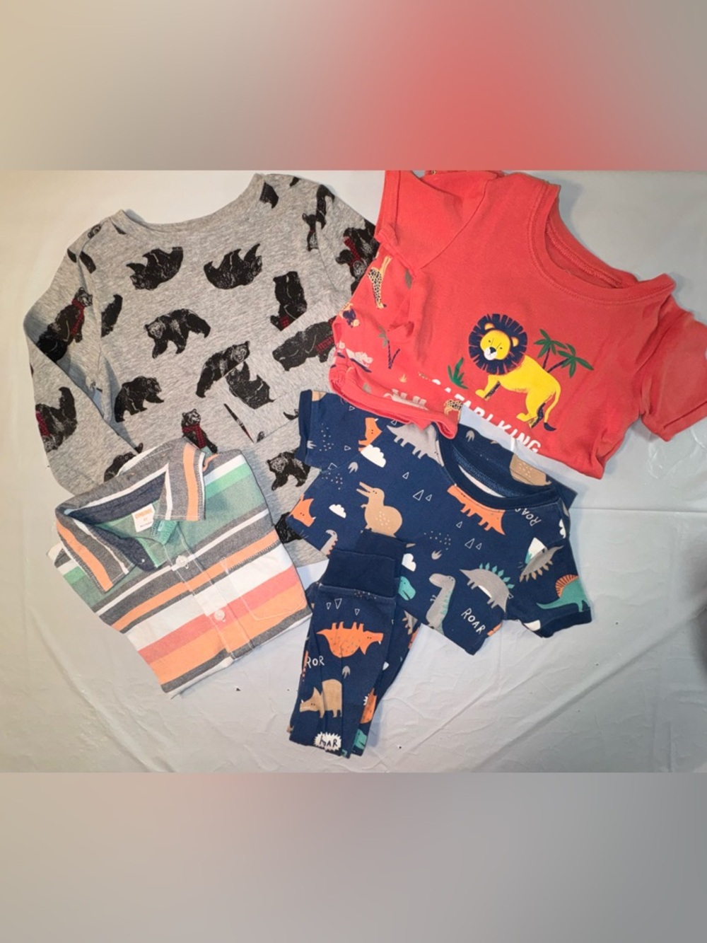 EUC/GUC Bundle: Bear T, Shortie PJs, Short/Long Dinosaur PJs, Button-Down Shirt